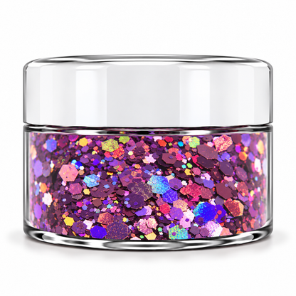 PURPLE GALAXY.           Holographic Glitter – Mixed Size Nail Glitter for Acrylic Nails – 1 oz