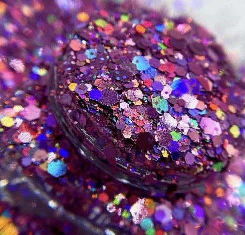 PURPLE GALAXY.           Holographic Glitter – Mixed Size Nail Glitter for Acrylic Nails – 1 oz